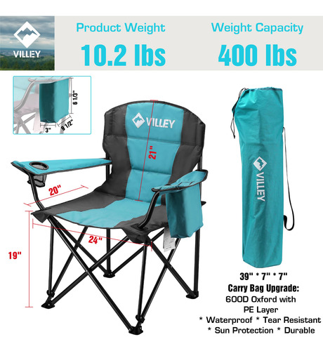 Silla De Camping Villey Plegable Sobredimensionada Azul