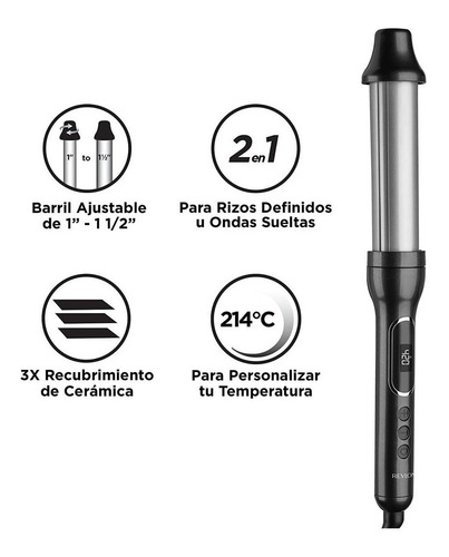 Rizadora Cerámica Ajustable Para Cabello Revlon Rvir1183la1