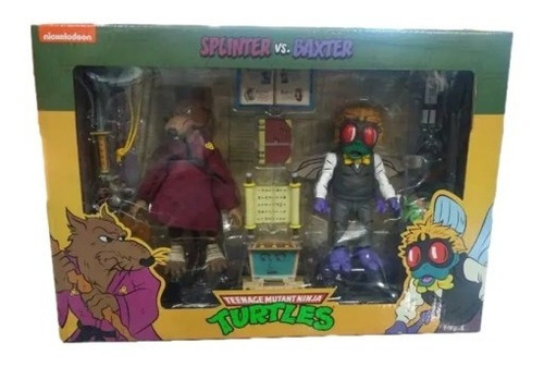 Figura Tortuga Ninja Pack 2 Figuras Splinter Y Baxter Neca