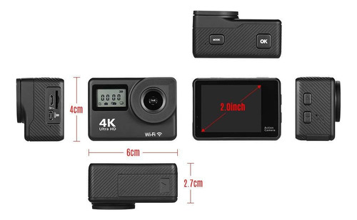 Cámara De Acción Deportiva Wifi 4k Gran Angular Pantalla Lcd