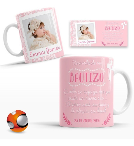 30 Tazas Personalizadas Recuerdos Bautizo Niña Con Su Foto