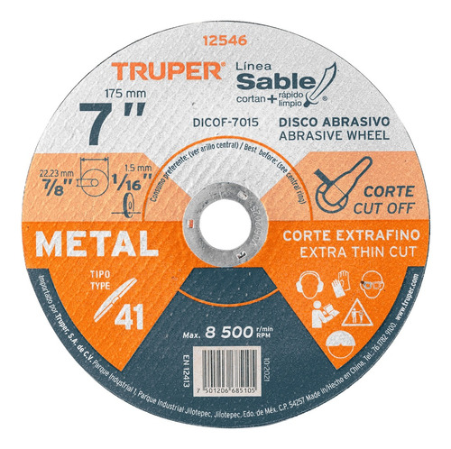 Disco Truper Abras Extrafino Dicof-7015