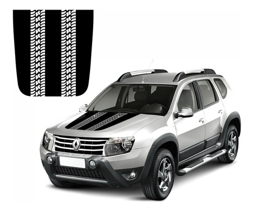 Adesivo Capô Compatível Renault Duster Marcas De Pneus R251 Cor Preto