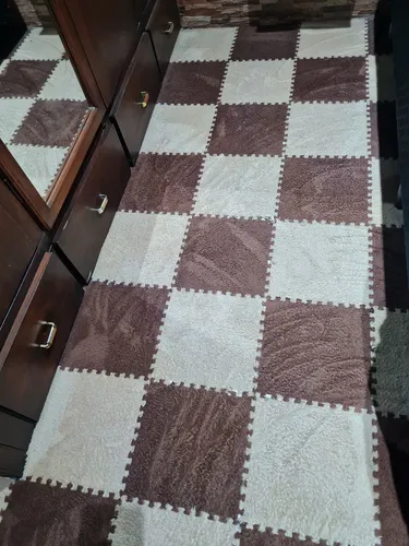 Alfombra Puzle Desmontable 4 M2 Aprox. Marrón Marron Y Blanco (Usado)