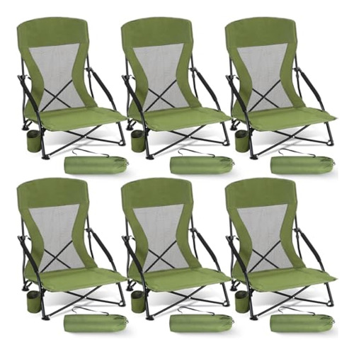 6 Pcs Portable Folding Beach Chair For Adults Lightweight