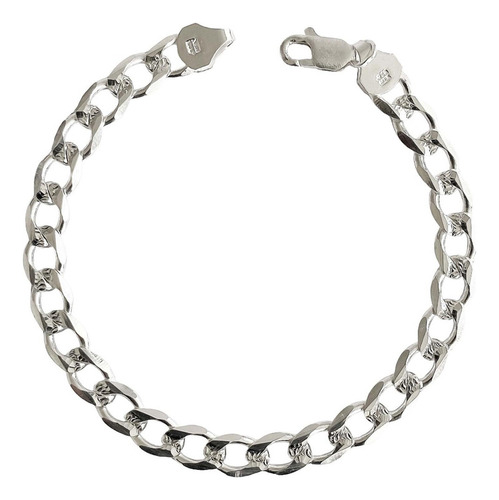Esclava Hombre Pulsera Cubana Diamantada Plata Ley 925 7 Mm Plateado 7 Cm 22 Cm