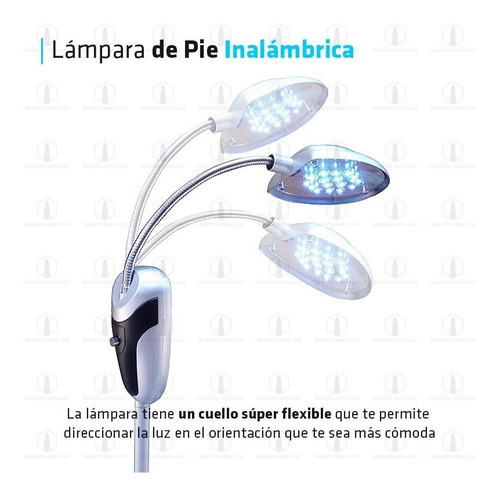 Lampara De Pie Led 16 Chips Velador Inalambrico 1.30 Cm 12-220v Altura Regulable Direccionable