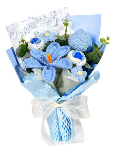 Ramo De Punto De Crochet Bouquet Bouquet Con Envoltura, Flor
