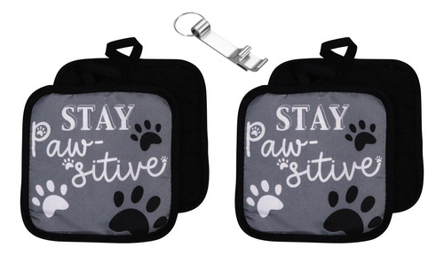 4 Agarradera Estampado Decorativo Stay Paw-sitive Para