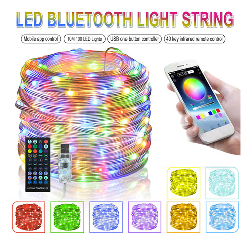Cadena De Luces Led O Led De 7 Colores Rgb Bluetooth String