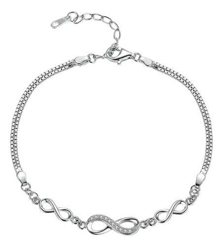 Pulsera Amor Infinito Zircones Para Mujer En Plata 925