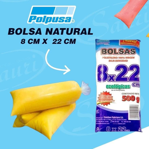 3 Kg Bolsa Polietileno Natural 7x22 8x22para Bolis Cal 180