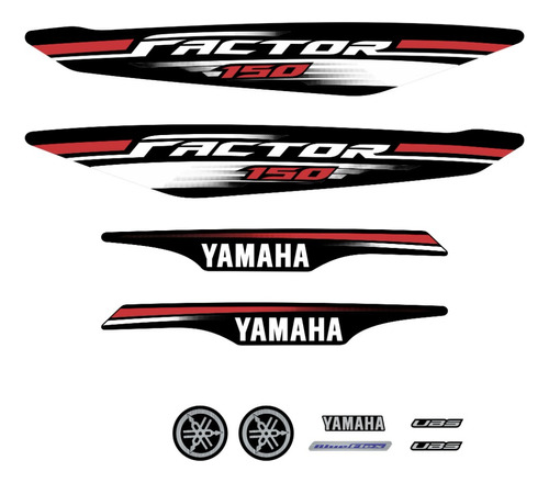 Kit Adesivos Completo Emblema Yamaha Factor 150 2017 Preta