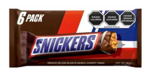 Snickers Chocolate Con Leche Relleno Caramelo/cacahuate 6pzs