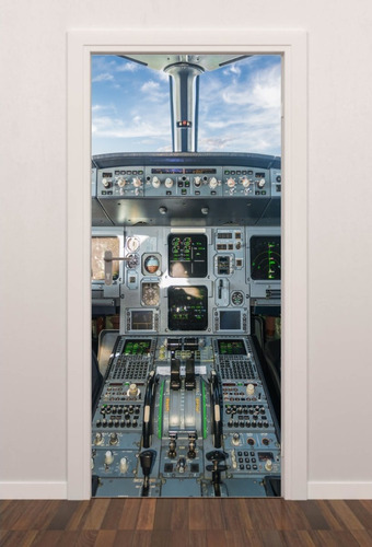 Imagem 1 de 8 de Adesivo Decorativo De Porta Cabine Cockpit Avião Quarto Sala