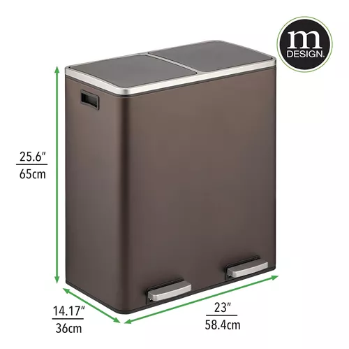  mDesign Cubo de basura grande de acero de metal de 16