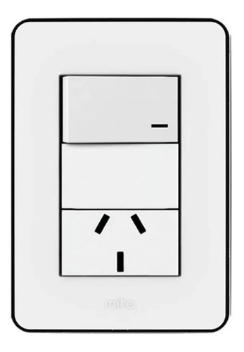 Llave De Luz Jeluz Mito Armada Punto Y Toma Borde Negro X 10