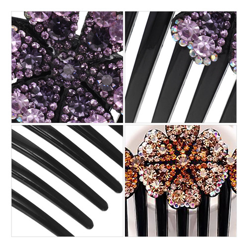 6 Peines Laterales Para El Pelo: Peines De Flores Con Diaman