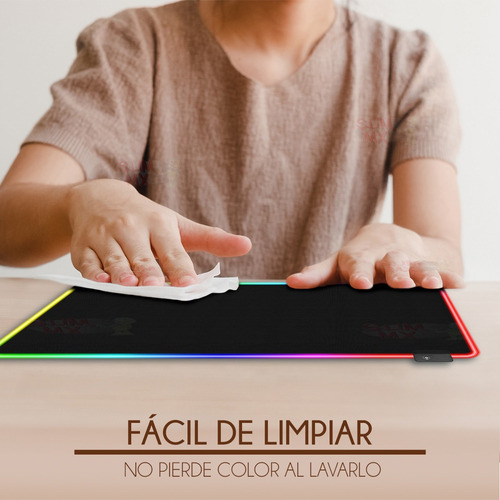 Mouse Pad Led Rgb Usb 32x22 12 Modos De Luz Antiderrapante Color Negro Slim Company