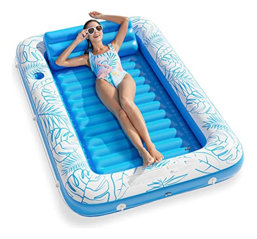 Flotador Inflable Diseño De Cama Tamaño Grande Color Azul Azul