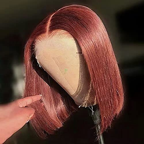 Sizifee Reddish Brown Lace Front Straight Bob Wig Tdfpt