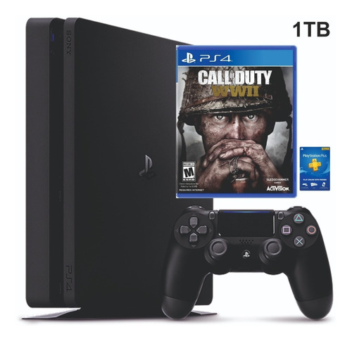 Ps4 Slim 1tb Playstation + Call Of Duty Wwii + P. Plus Free 