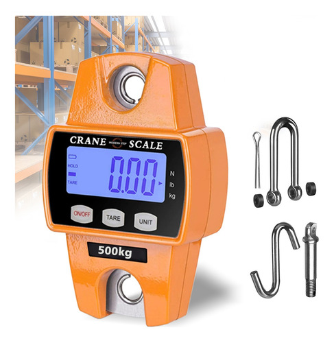 Báscula Industrial Digital Colgante Portátil 500kg, Kg/lb/n