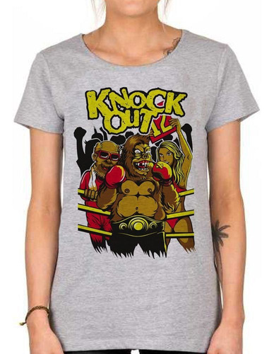 Remera De Mujer Knock Out Gorilla Boxeador En El Ring