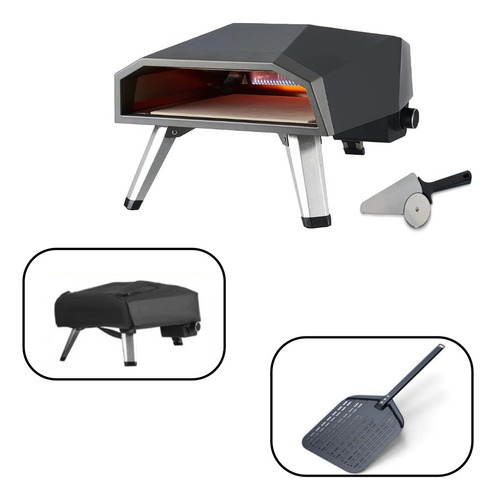 Pack Horno Para Pizza + Funda + Pala + Cortador 