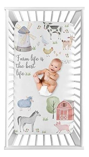 Sweet Jojo Designs Farm Animals Sábana Ajustable Para C