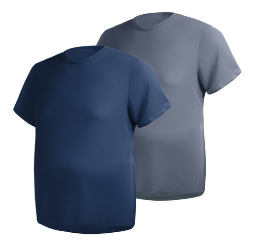 Kit 2 Camisetas Plus Size Dry Fit Poliéster Corrida Academia