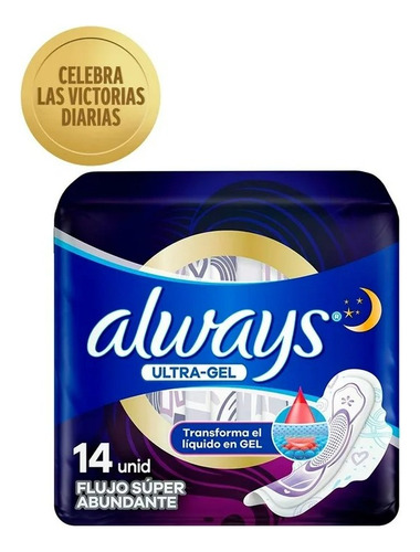 2 Pza Toallas Femeninas Always Ultra-gel Flujo Súper Abundan