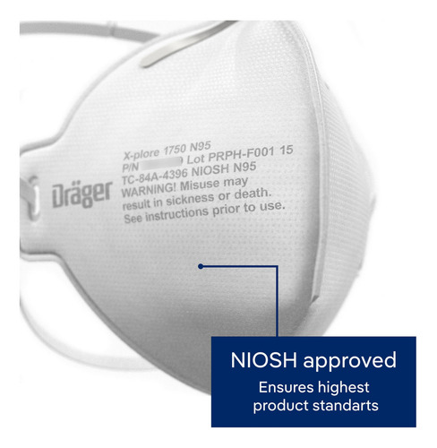 Máscaras Dräger X-plore 1750 C N95 20 Respiradores Niosh Talle
