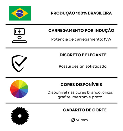 Carregador Indução De Embutir 15w Qtmov Prime Cor Branco