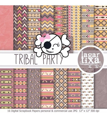 Kit Imprimible Pack Fondos Tribal Clipart