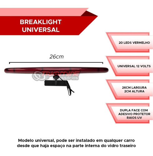 Imagem 2 de 8 de Lanterna Freio Break Light 20 Leds Vermelho Universal