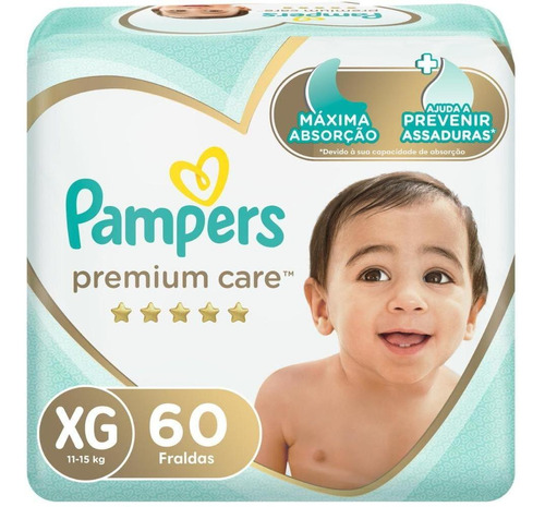 Fralda Pampers Premium Care Jumbo Tamanho Xg 60 Unidades