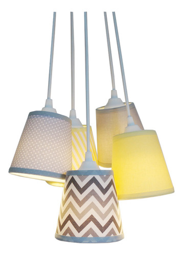 Lustre Pendente Crie Casa Cinza E Amarelo Chevron