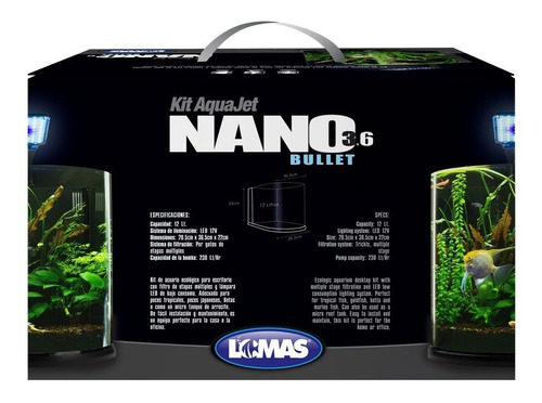Imagen 3 de 5 de Kit Pecera Ecológica Lampara Bomba Filtro 12 Lt Nano Bullet