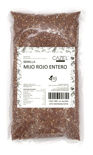 Imagen 1 de 2 de Mijo Rojo Entero Premium 1kg