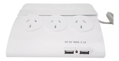 Alargue Zapatilla 5 Tomas 2 Puertos Usb Dock Para Celular