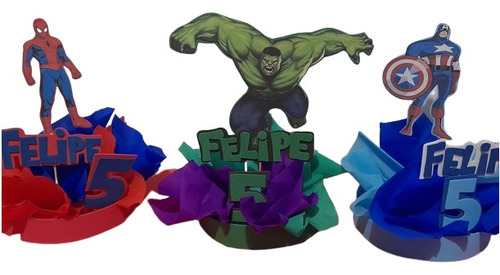 Centros De Mesas Hulk Los Vengadores Heroes Adornos Torta X2
