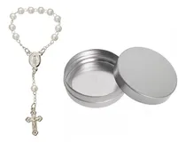 Comprar 25 Mini Rosarios + Latita Souvenirs Bautismo Comunión