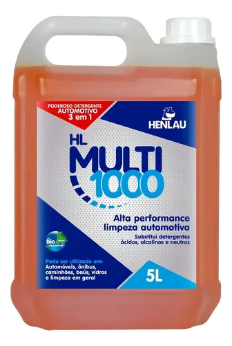 Henlau Mult1000 Galão 5L Detergente Biodegradável Universal Concentrado 3 em 1 Substitui Ácidos Alcalinos e Neutro