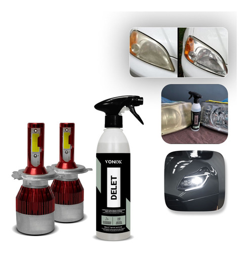 Kit Led Taytech H4 8000 Lúmens Limpa Farol Delet Vonixx Auto