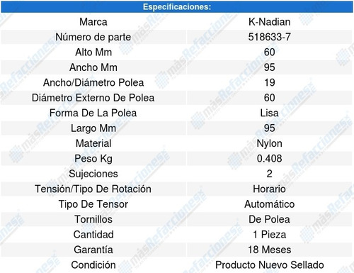 Tensor Accesorios Yukon Xl 1500 8cil 5.3l 94-98 8580239