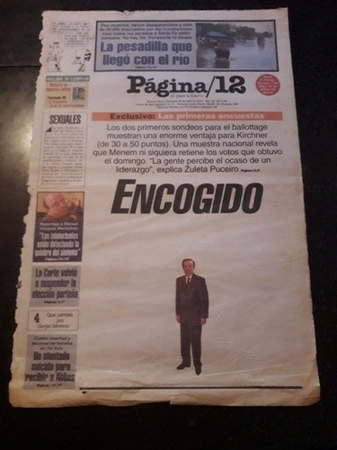 Tapa Diario Página 12 - 30 4 2003 Ballottage Menem Kirchner 