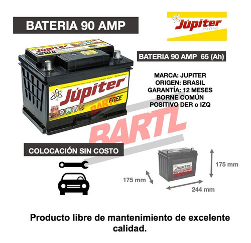 Baterias Autos Jupiter 90 Amp Libre Mantenimiento