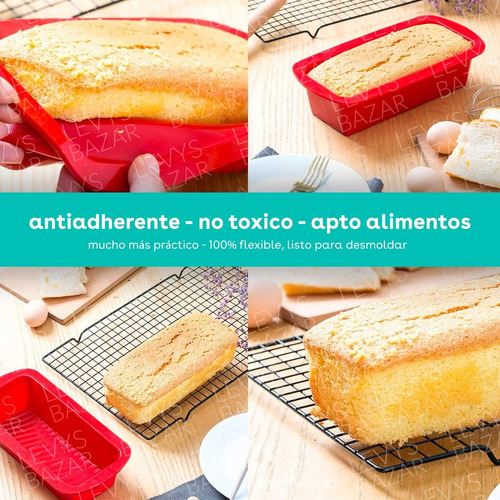 Imagen 3 de 10 de Budinera Molde De Silicona Pan Goma Apto Horno Reposteria
