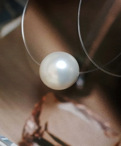 Imagem 7 de 7 de Pedras - Colar Fio De Nylon E Pérola Branca 14mm, Cód258c91